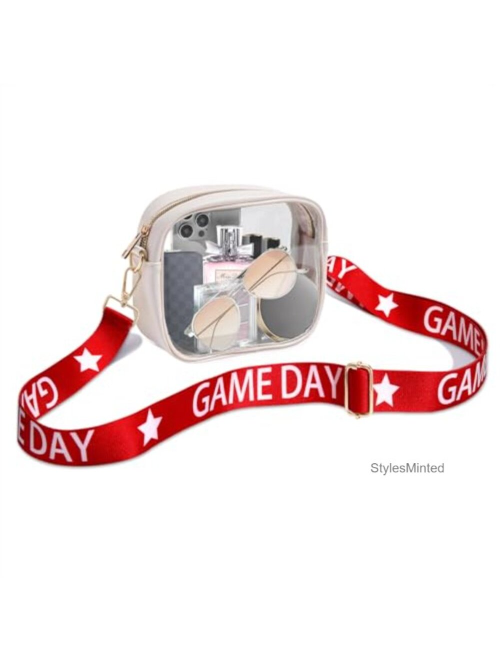 Clear Crossbody Bag Stadium Approved Adjustable Strap PVC Tear-Resistant Game